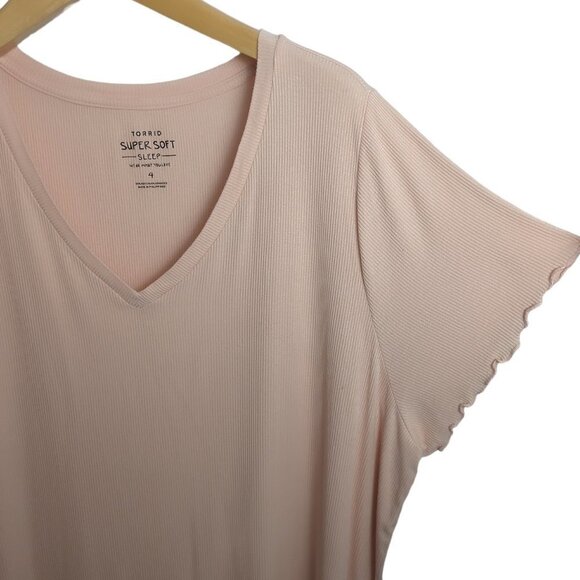 Torrid  Super Soft Rib Short Sleeve Lettuce Hem Lounge Tee - Picture 6 of 7
